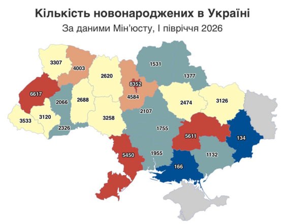 Одещина посіла в країні четверте місто за кількістю новонароджених та померлих у 2026 році